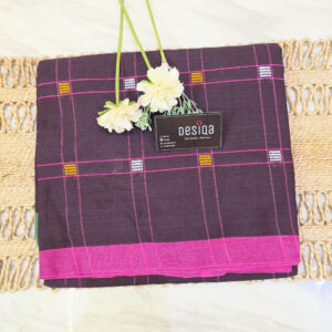 Dark Magenta Dhonekhali Handloom Saree