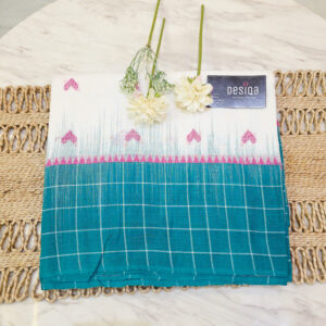 Off White Colour Heart Motifs Dhonekhali Handloom Saree