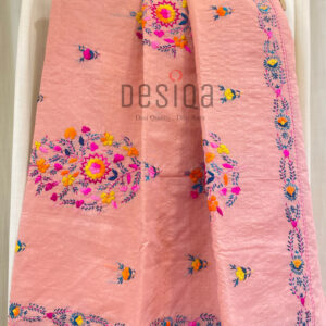 Pitch Colour Chanderi Cotton Silk with Hand Embroidery Saree