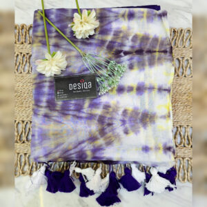 Purple with White & Yellow Shibori Mul Mul Cotton Handloom Saree