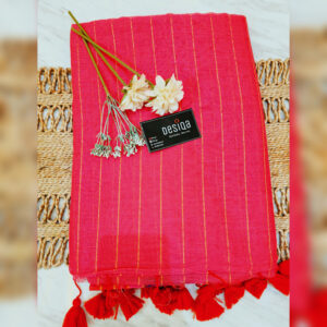 Red Colour Zari Work Mul Mul Cotton Handloom Saree