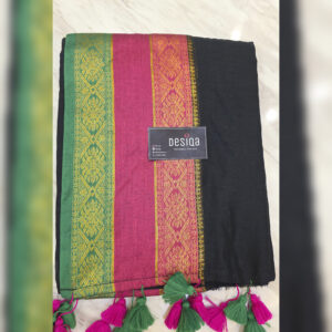 Black Colour Kanchi Border Mul Mul Cotton Handloom Saree