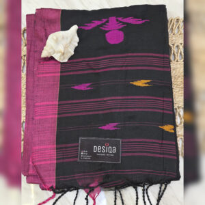 Black Colour Jamdani Work Mul Mul Cotton Handloom Saree