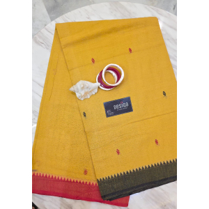 Orchard Yellow Dual Color Par Dhonekhali Saree