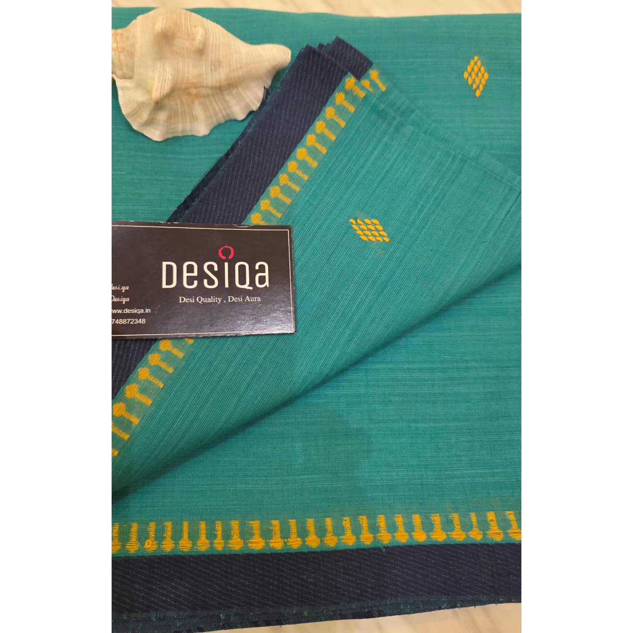Turquoise Blue Dhonekhali Saree - Image 5