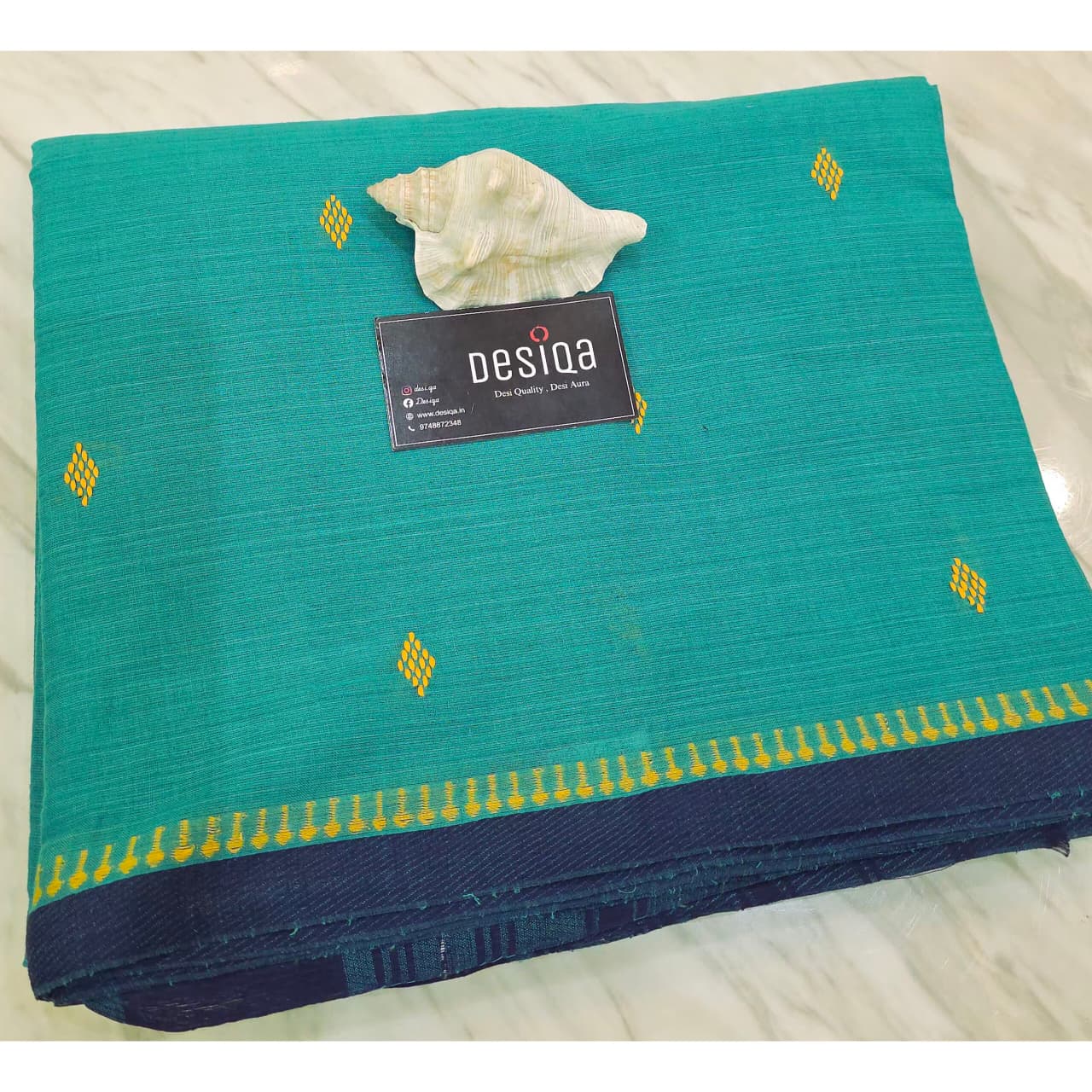 Turquoise Blue Dhonekhali Saree