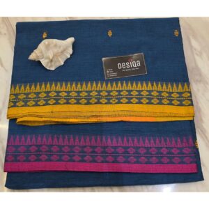 Prussian blue dual color par Dhonekhali saree