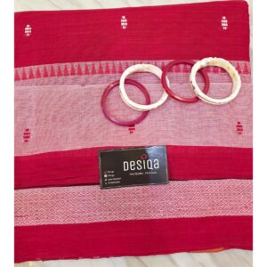 Red-White Brocade Dhonekhali Saree