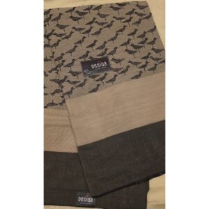 Mud color with Black bird design Dhonekhali Saree