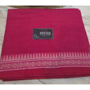Solid Pink with White Par Dhonekhali Saree