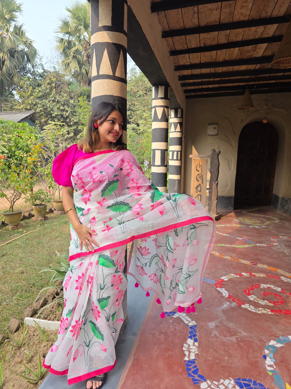 White Colour Resham Kota Embroidery Saree