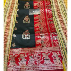 Black & Red Colour Semi Silk Swarnachuri Saree