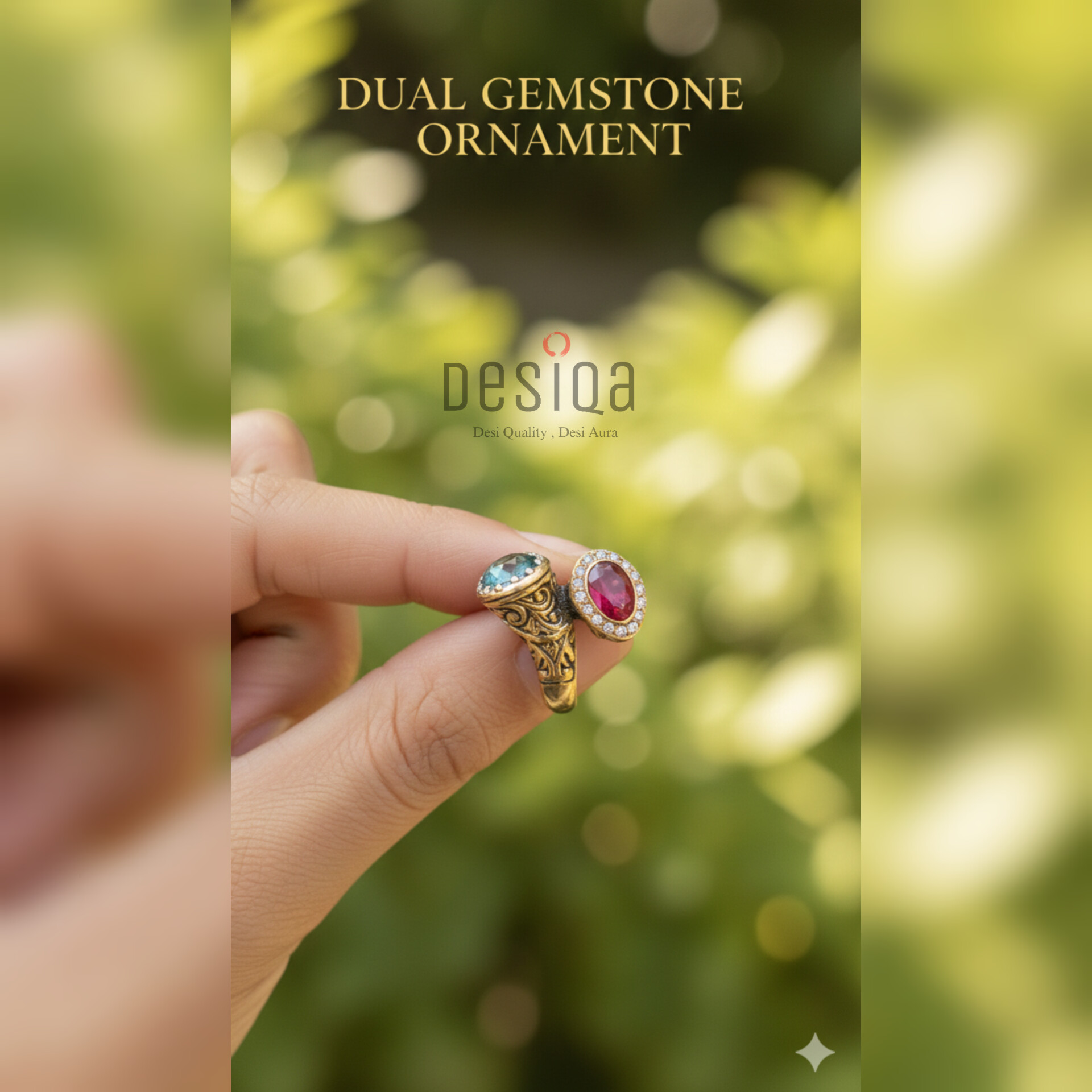 DUAL GEMSTONES FINGER RING