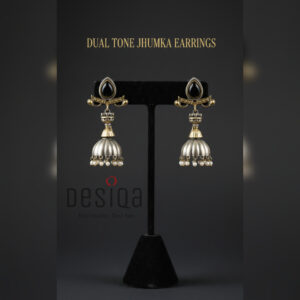 DUAL TONE JHUMKA ERARINGS - BLACK