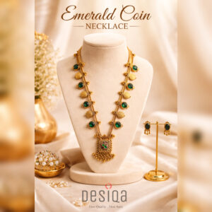 Emerald Coin Necklace Set