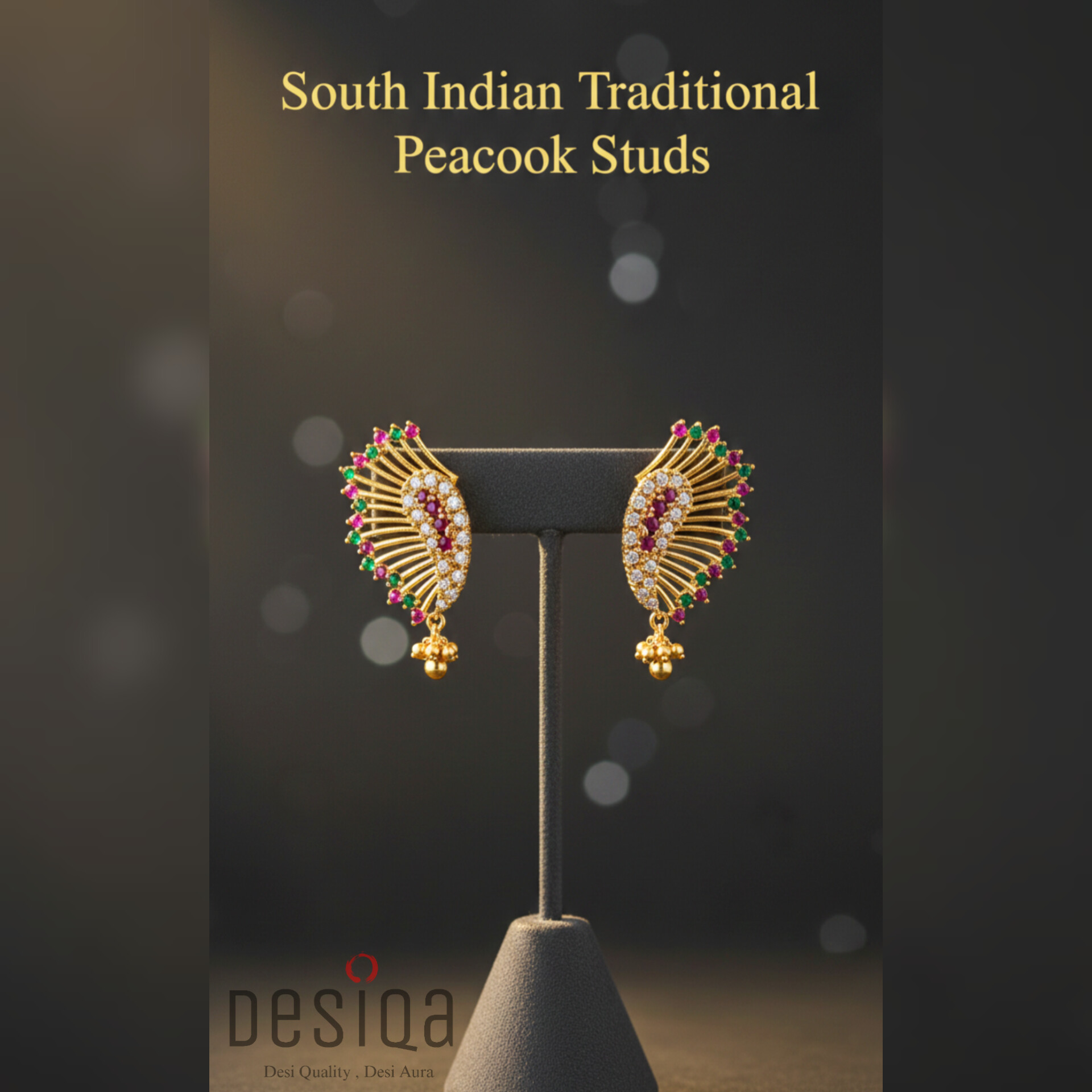 South Indian Traditional Peacock Studs
