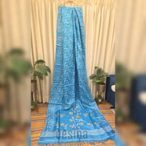 Sky Blue Pure Gachi by Gachi Tussar Handwoven Jamdani Zali work Saree
