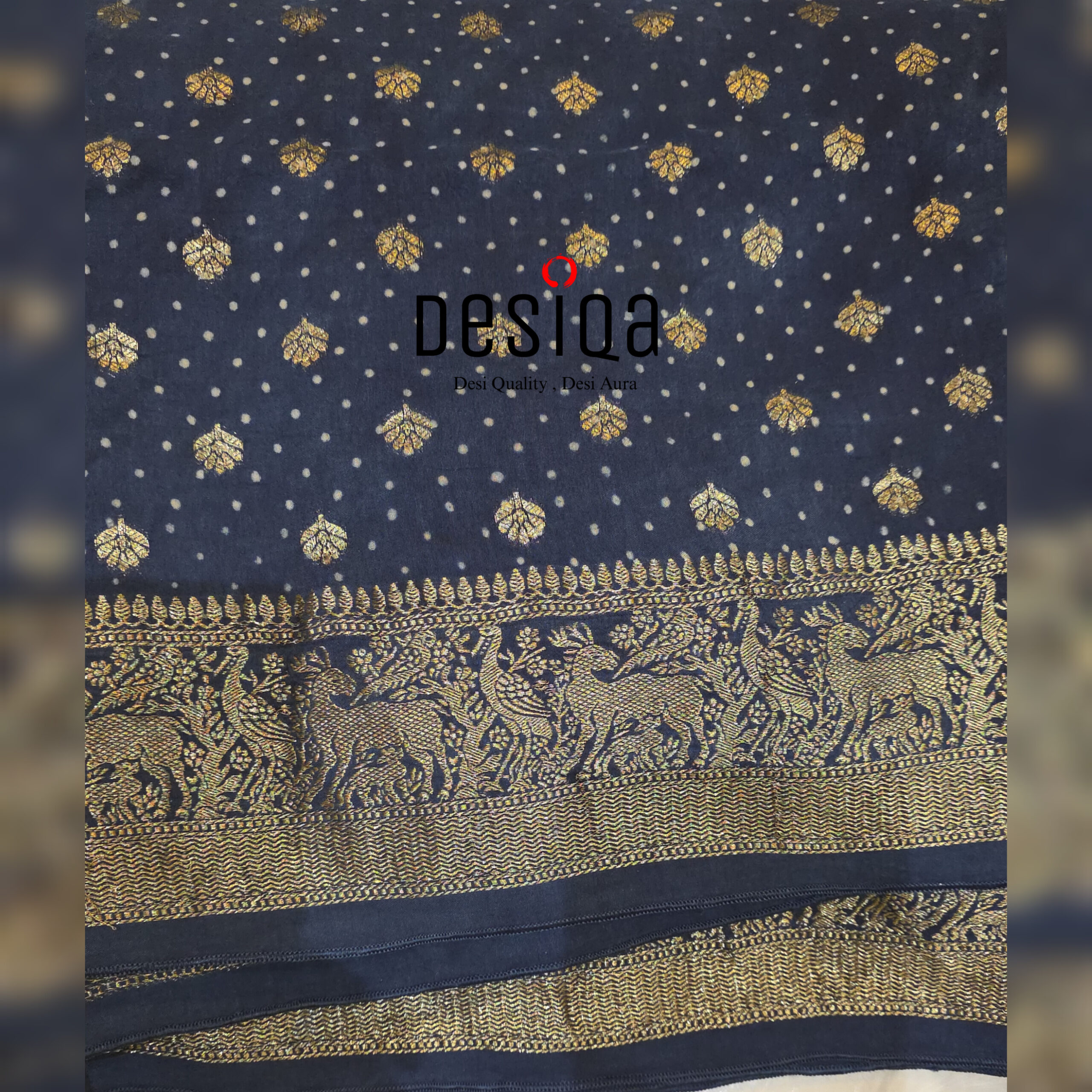Ajrakh Dola Silk Saree with Nakshi Zali Pallu - Image 8