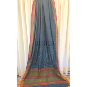 Bottle Green Colour Pure Cotton Dhonekhali Handloom Sarees