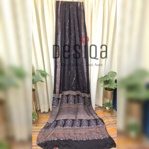 Black Colour Pure Ajrakh Print Modal Silk Saree