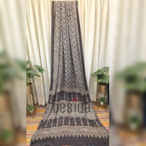 Grey-Yellow Colour Pure Hand Block Ajrakh Print Modal Silk Saree