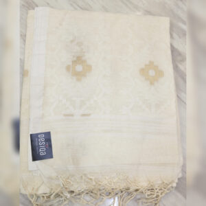 Off-white Colour Jamdani Work Mul Mul Cotton Saree