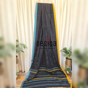 Black Colour Dual Par Dhonekhali Handloom Saree