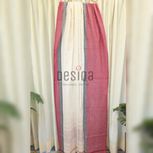 Off-White Colour Red Matha Par Dhonekhali Handloom Saree