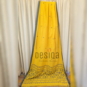 Yellow Colour Pure Cotton Jamdani Work Handloom Saree