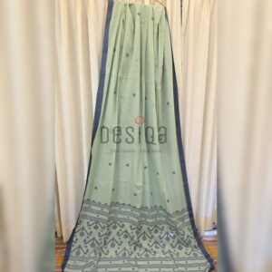 Pesta Green Colour Pure Cotton Jamdani Work Handloom Saree (Copy)