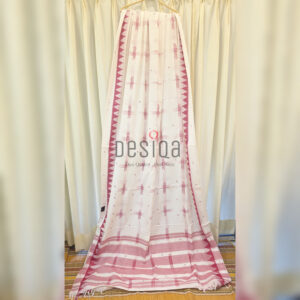 White Colour Red Temple Par Pure Cotton Dhonekhali Handloom Sarees