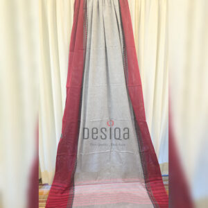 Ash Colour Pure Cotton Dhonekhali Handloom Sarees