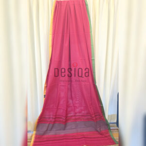 Pink Colour Dual Par Pure Cotton Dhonekhali Handloom Sarees