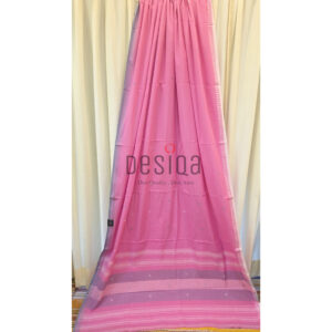 Pink Colour Dual Par Pure Cotton Dhonekhali Handloom Sarees