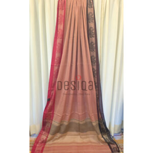 Sandal & Red Dual Tone Colour Dual Par Pure Cotton Dhonekhali Handloom Sarees