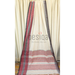 Off-white Colour Maha Par Pure Cotton Begumpuri Handloom Saree