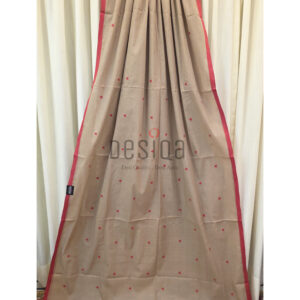 Mud Colour Love Motifs Pure Cotton Begumpuri Handloom Saree