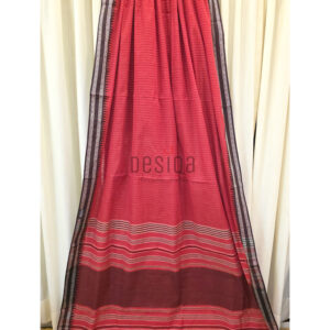Red Colour Full Body Sripe Pure Cotton Begumpuri Handloom Saree