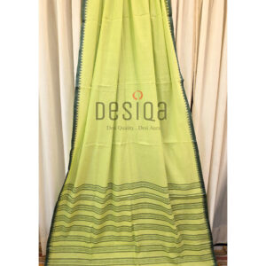 Lemon Green Colour Pure Cotton Begumpuri Handloom Saree