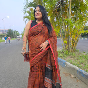 Light Brown Colour Pure Cotton Begumpuri Handloom Saree