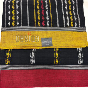 Black color with Red Yellow Begumpuri work Dhonekhali Saree