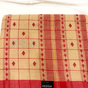 Light Brown color with Red Begumpuri work Dhonekhali Saree